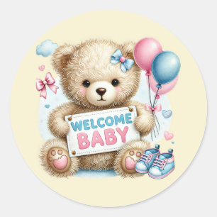 Sticker Rond Petit ours de bienvenue