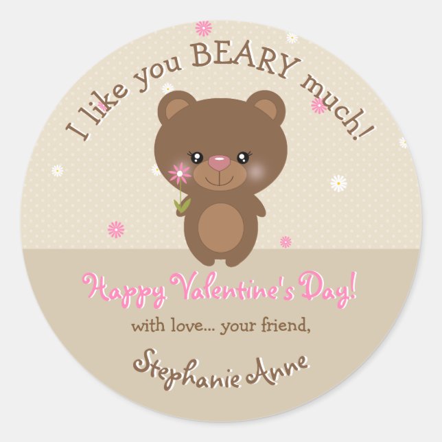 Sticker Rond Petit Ours doux (Devant)