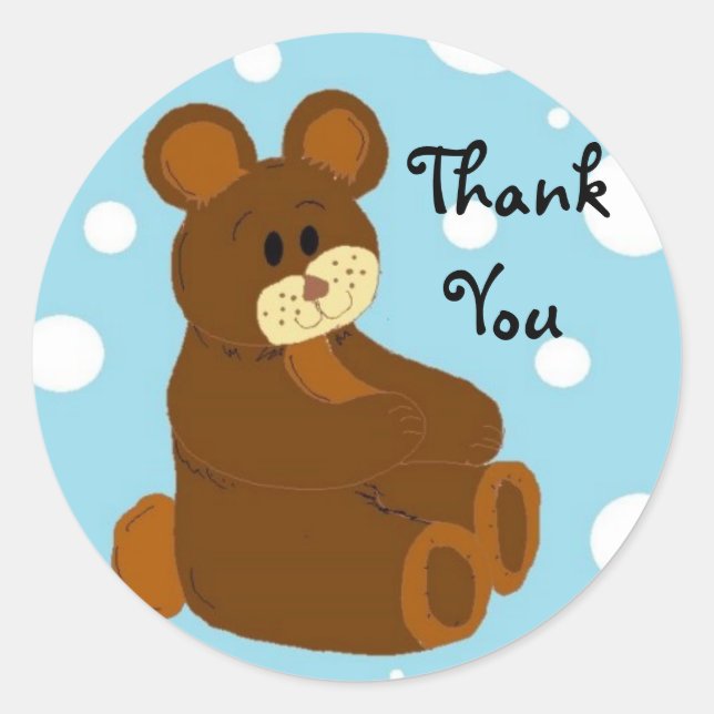 Sticker Rond Petit Ours Merci (Devant)