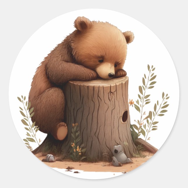 Sticker Rond Petit Ours qui dort (Devant)