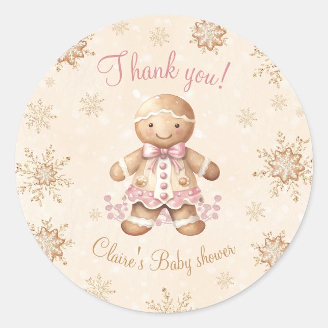 Sticker Rond Petit pain d'épices Baby shower de Noël doux (Devant)