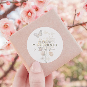 Sticker Rond Petit papillon Fleur sauvage Fleurs Filles Favoris