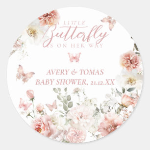 Sticker Rond Petit Papillon rose Floral Baby Girl Douche