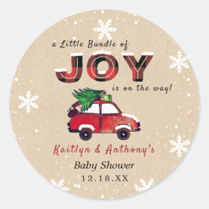 Sticker Rond Petit paquet de joie   Baby shower de Noël