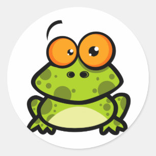 Sticker Rond Petit personnage de dessin de grenouille