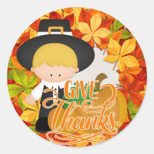 Sticker Rond Petit Pilgrim Boy - Donnez Merci