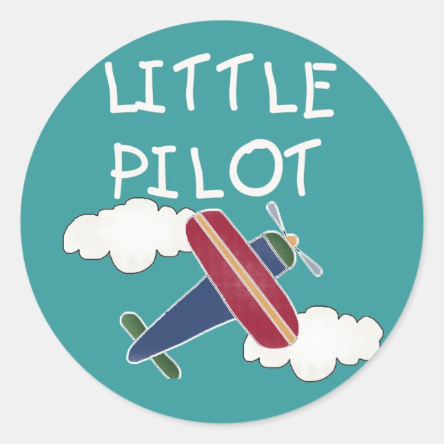 Sticker Rond Petit pilote d'avion et de nuages (Devant)