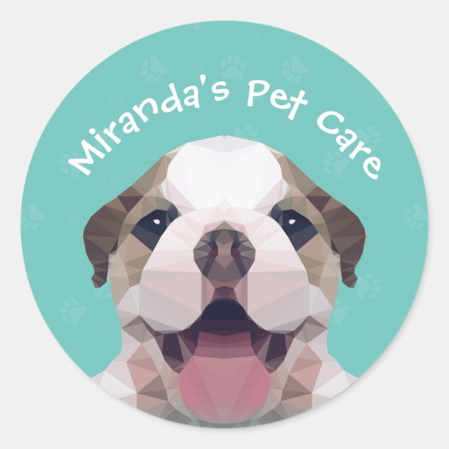 Sticker Rond Petit Pog Chien Soins pour animaux de compagnie Gr (Devant)