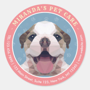 Sticker Rond Petit Pog Chien Soins pour animaux de compagnie Gr