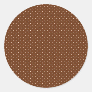 Sticker Rond Petit pois blanc sur brun chocolat