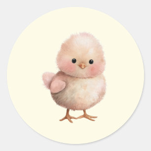 Sticker Rond Petit Pouce Fluffé   Beau animal de printemps et d