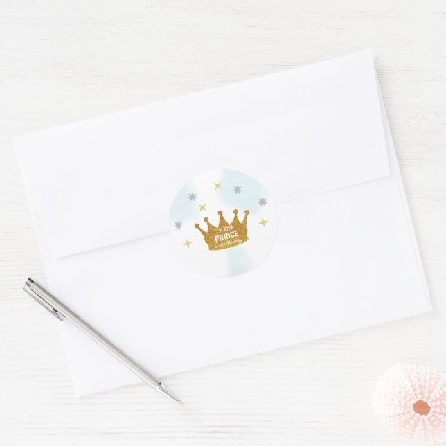 Sticker Rond Petit Prince Garçon Baby Shower (Enveloppe)