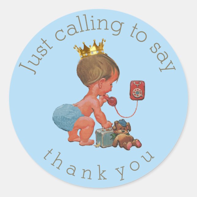 Sticker Rond Petit Prince sur le Merci de téléphone Baby shower (Devant)