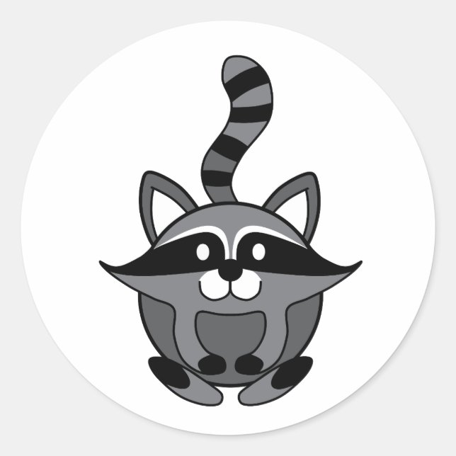 Sticker Rond Petit Raton Laveur (Devant)