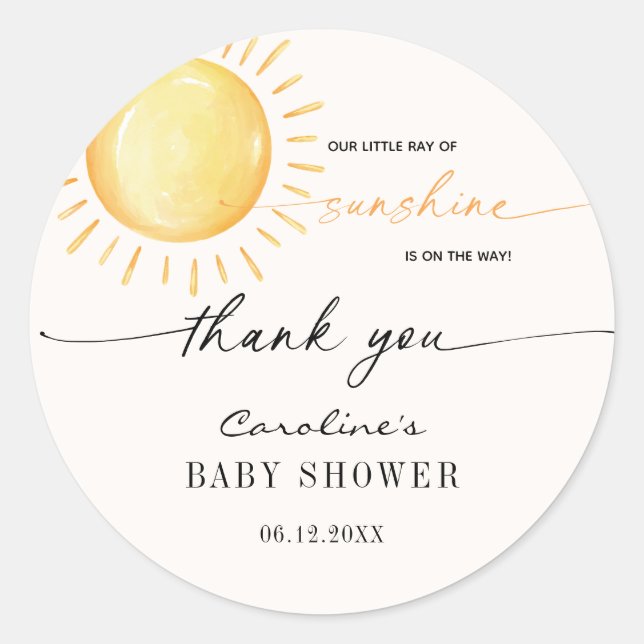 Sticker Rond Petit rayon de soleil Baby Shower Classique Rond S (Devant)