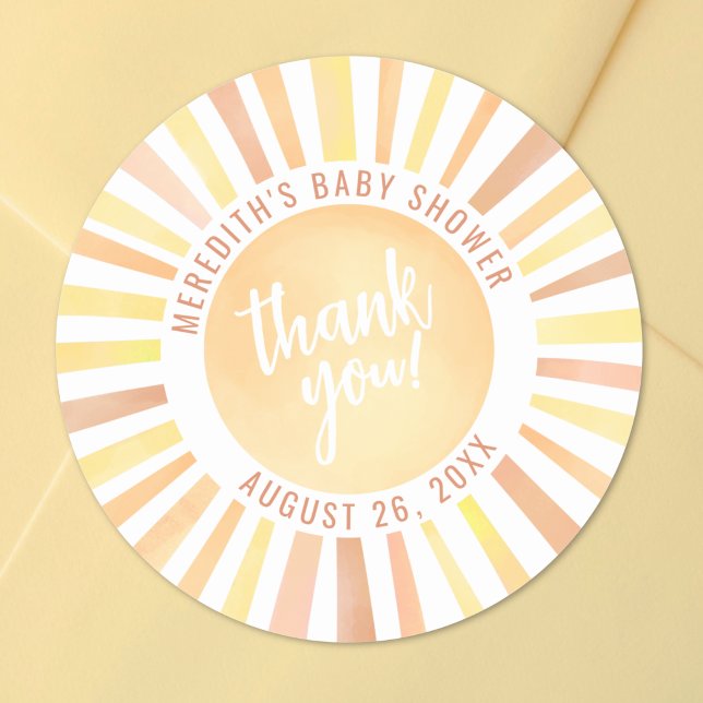 Sticker Rond Petit Rayon De Soleil Bébé Soleil Douche (Little Ray Of Sunshine Sun Baby Shower Classic Round Sticker)