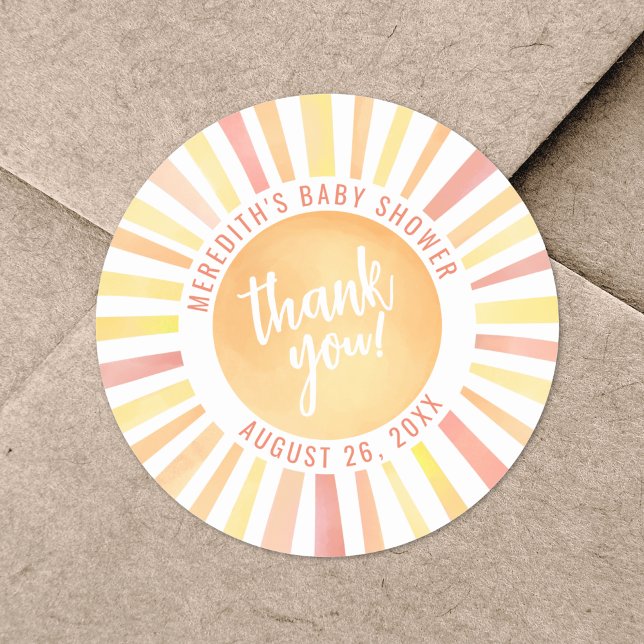 Sticker Rond Petit Rayon De Soleil Bébé Soleil Douche (Little Ray Of Sunshine Sun Baby Shower Classic Round Sticker )