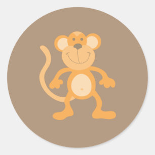 Sticker Rond Petit singe caricaturale