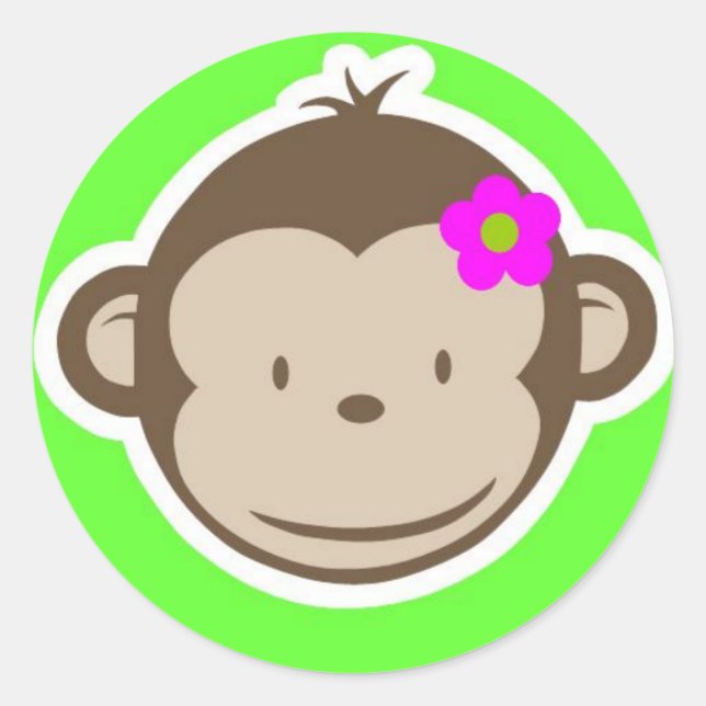 Sticker Rond Petit singe vert (Devant)