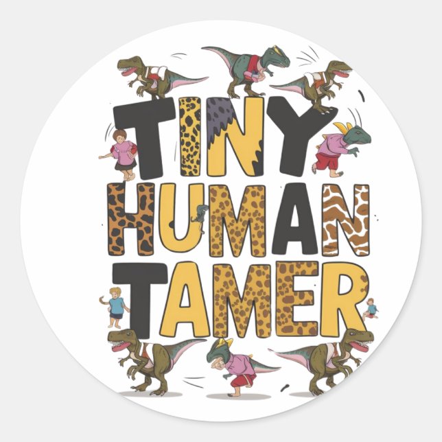 Sticker Rond Petit Tamer humain (Devant)