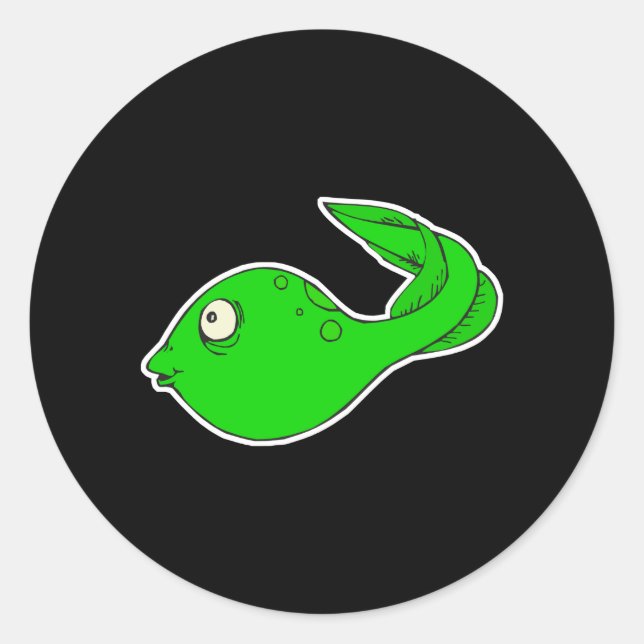 Sticker Rond petit têtard idiot (Devant)