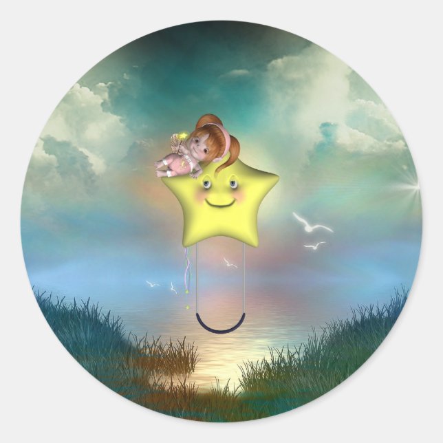 Sticker Rond Petit toon mignon bébé fée bébé 1 (Devant)