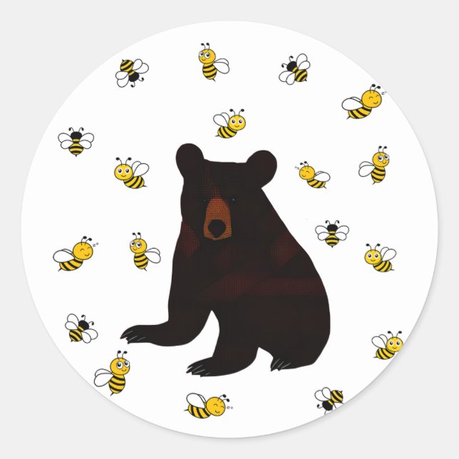 Sticker Rond Petite abeille au miel (Devant)