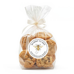 Sticker Rond Petite Abeille en Route Fête Prénatale Bébé Jaune