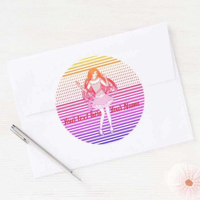Sticker Rond Petite amie arc-en-ciel (Enveloppe)