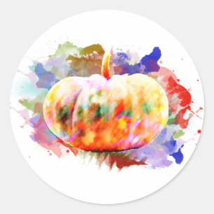Sticker Rond Petite aquarelle Citrouille Halloween automne sais