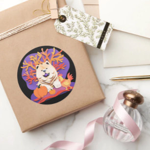 Sticker Rond PETITE BOO Crème Chow choisir la taille