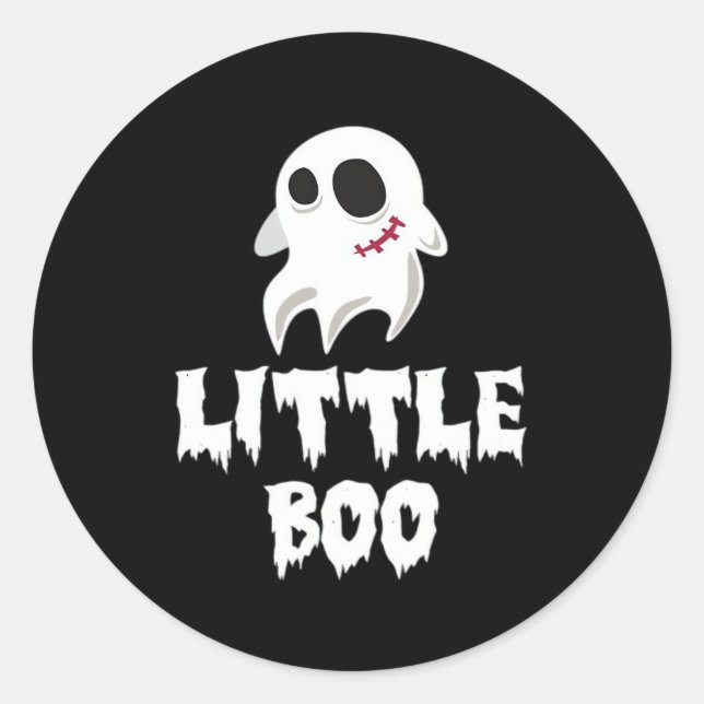 Sticker Rond Petite Boo dans un graphique cool d'Halloween (Devant)