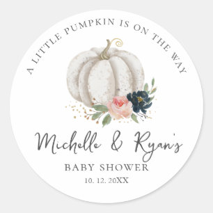 Sticker Rond Petite citrouille en route Baby Shower 