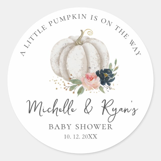 Sticker Rond Petite citrouille en route Baby Shower  (Devant)
