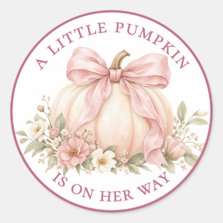 Sticker Rond Petite Citrouille en Route Floral Rose