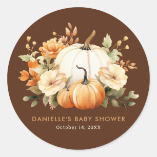 Sticker Rond Petite Citrouille Floral Boho Botanique Baby Showe