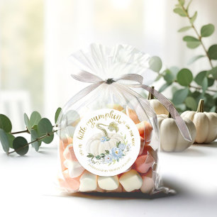 Sticker Rond Petite citrouille florale bleue pour une Baby Show