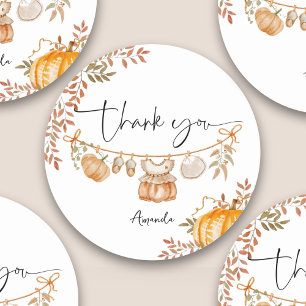 Sticker Rond Petite citrouille remerciement pour Baby Shower d'