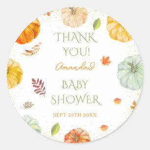 Sticker Rond Petite citrouille remerciement pour Baby Shower d'