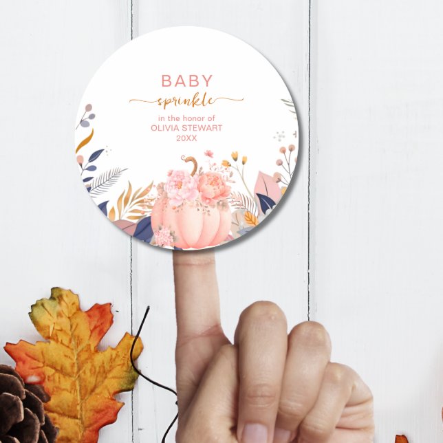 Sticker Rond Petite citrouille rose bébé sprinkle classique ron (Créateur téléchargé)