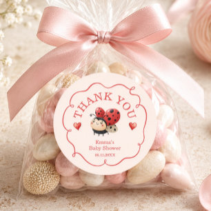 Sticker Rond Petite Coccinelle Remerciements Baby Shower
