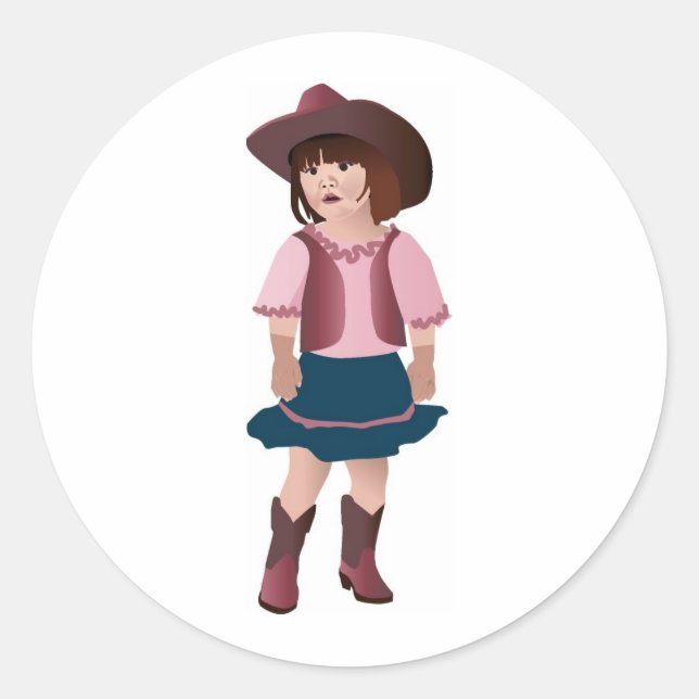 Sticker Rond Petite cowgirl rose (Devant)