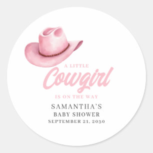 Sticker Rond Petite Cowgirl Rose Baby Shower Fille