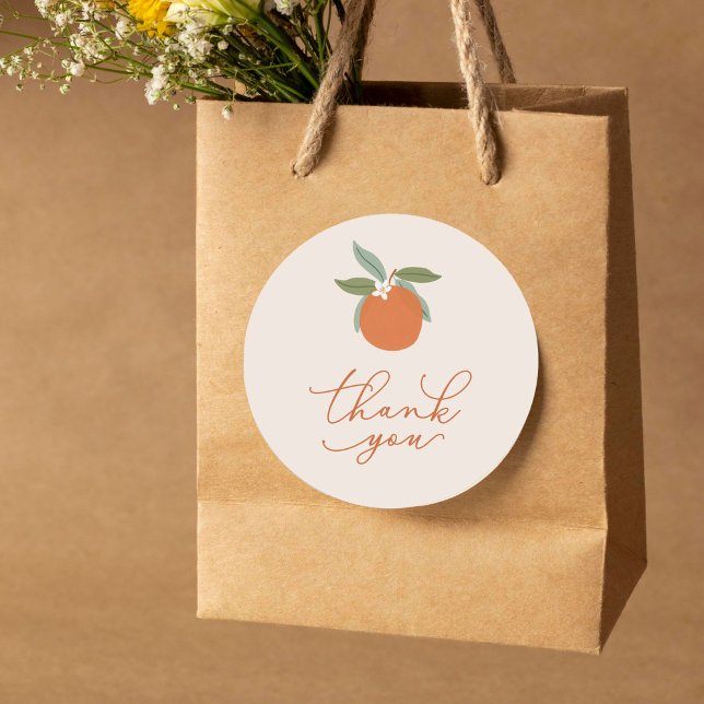Sticker Rond Petite Cutie Oranges Merci (citrus oranges thank you sticker)