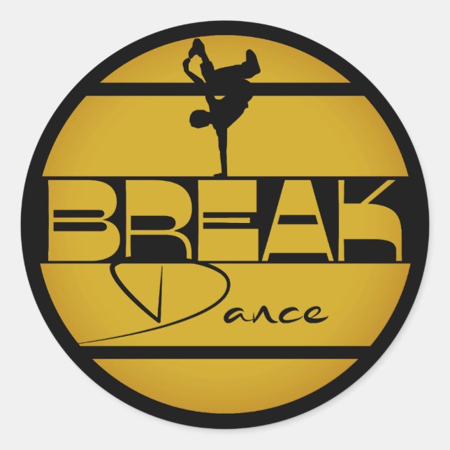 Sticker Rond Petite danseuse Break danse jaune (Devant)