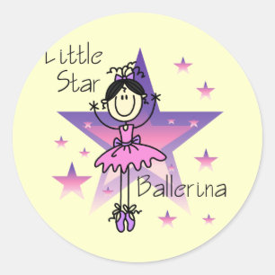 Sticker Rond Petite Danseuse Étoile - Cheveux Noirs