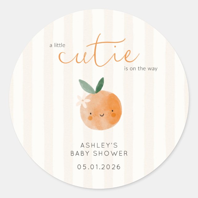 Sticker Rond Petite Douce Orange Fête de Naissance Citron (Devant)