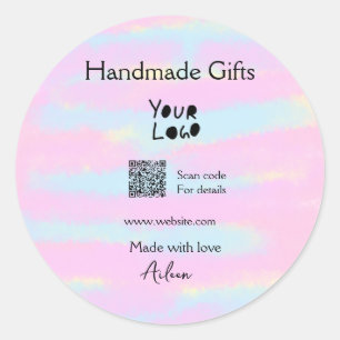 Sticker Rond Petite entreprise cadeaux faits main de l'amour QR