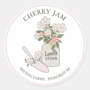 Sticker Rond Petite Entreprise de Pots de Confiture de Fruits