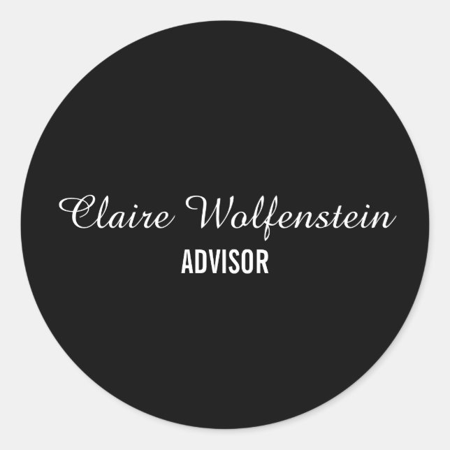 Sticker Rond Petite entreprise noire et blanche (Devant)